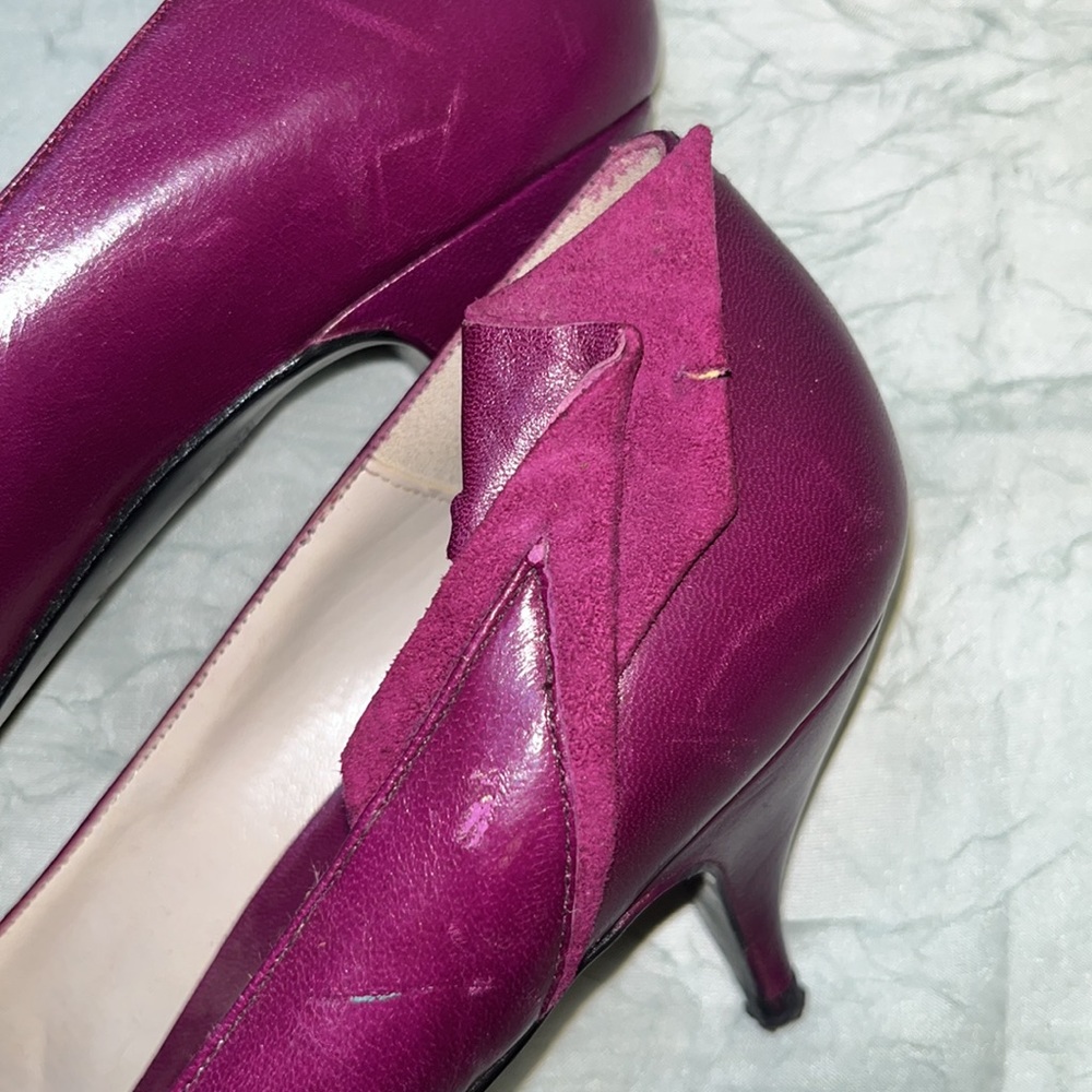 Proxy Michael G Abrams Co Purple Leather Vintage Heels | 7.5 B - Picture 14 of 16
